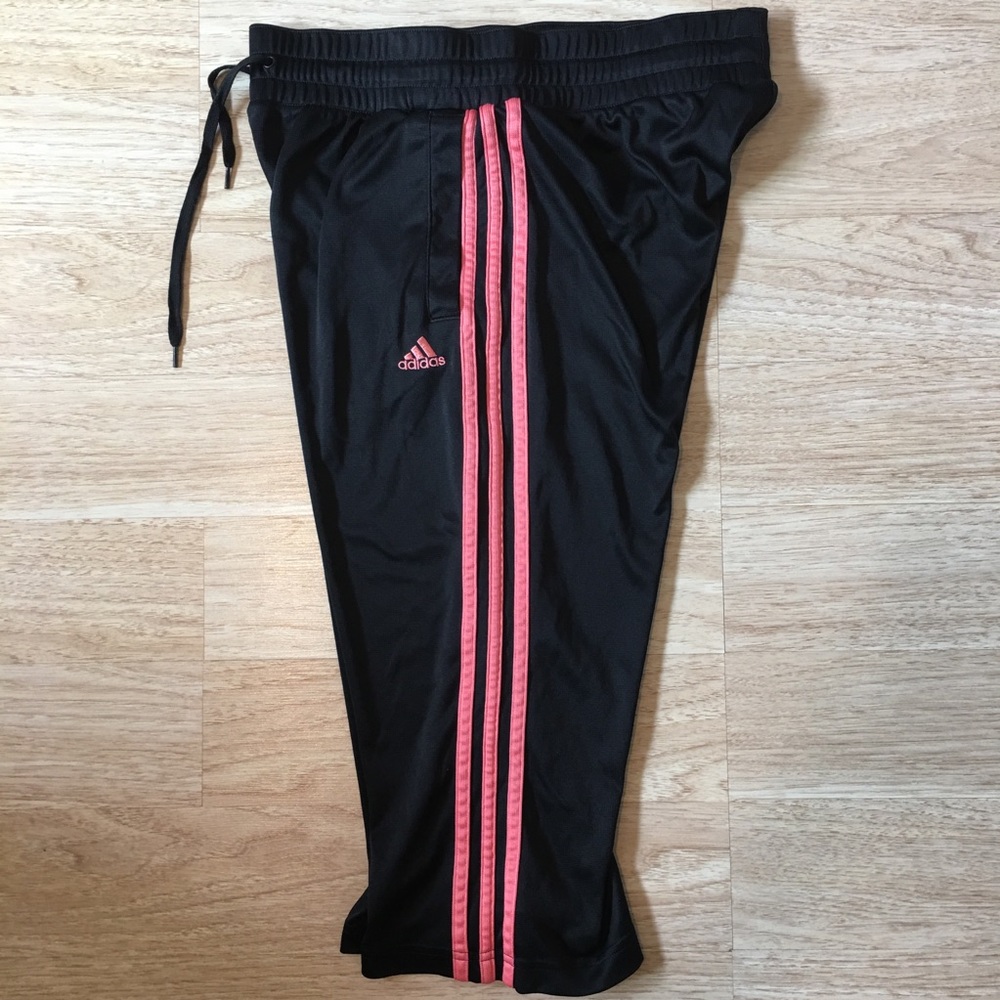 Adidas Cropped Track Pants 3 Stripe Navy Blue